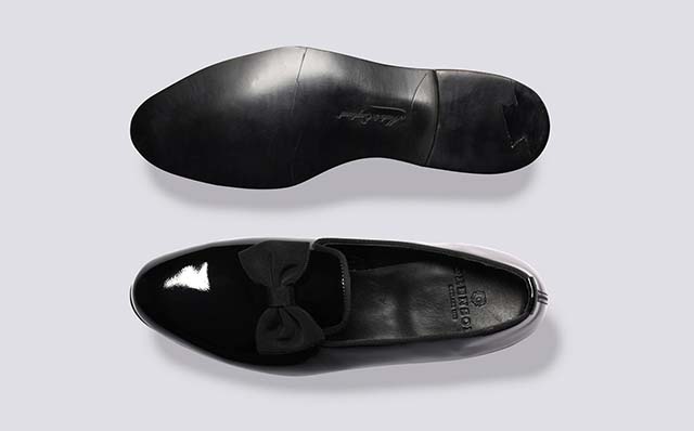 Grenson Dress Slipper Mens Slip On Shoes in Black Patent Leather GRS114287